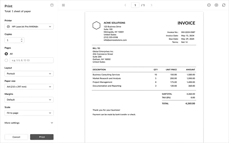 Impression & PDF