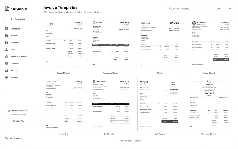 Invi Facture + - Modèles d'impression